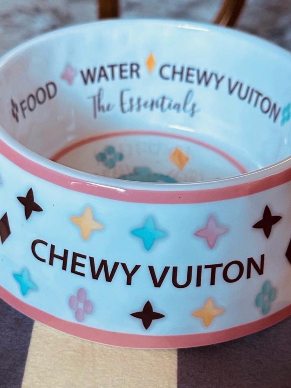 Large Chewy Vuiton Dog Bowl